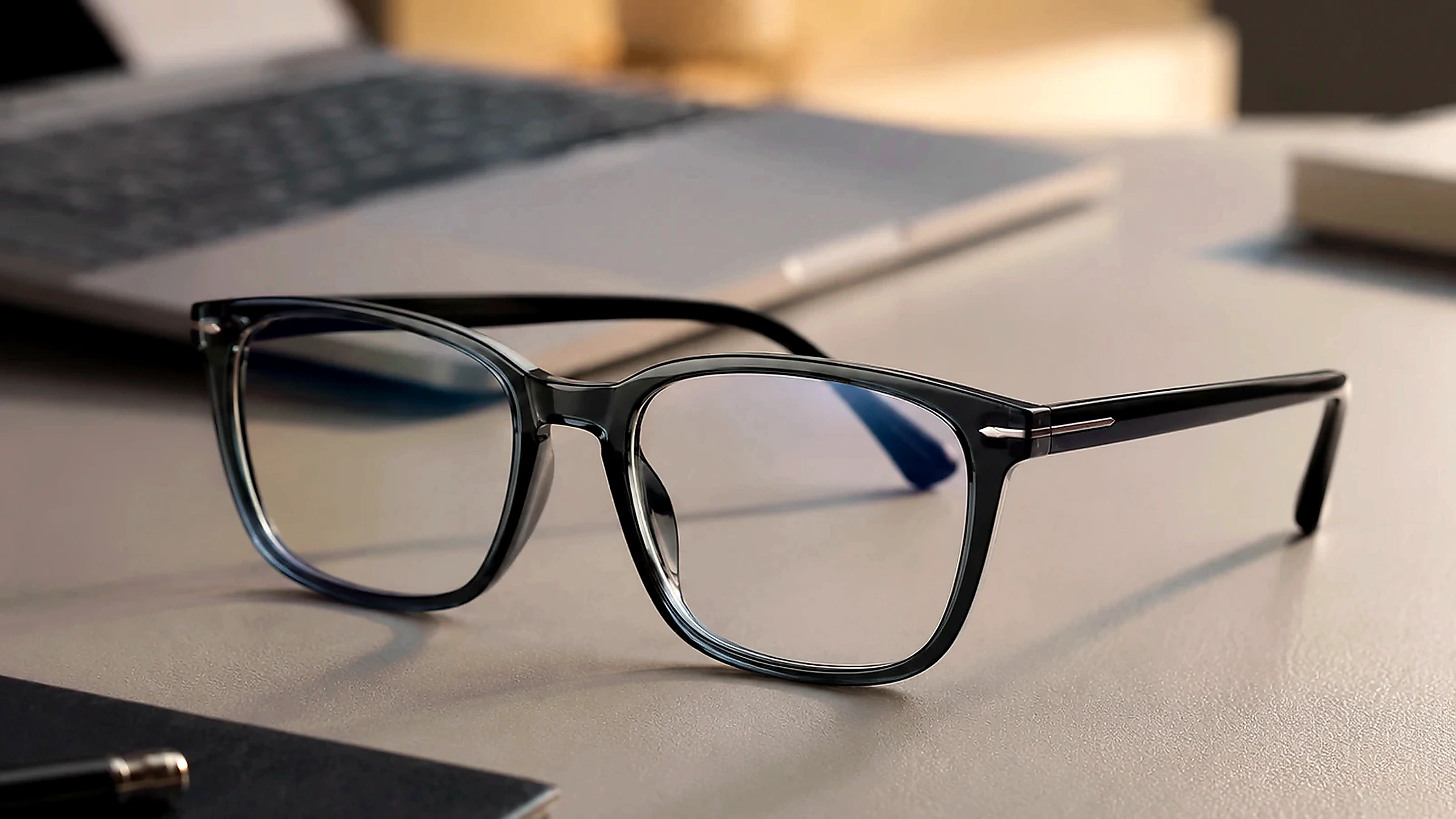 Lunettes de confort écran près d’un ordinateur portable